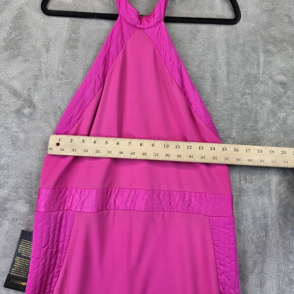 Bebe Dress Womens Size XL Pink Halter Open Back Pencil Rose Violet NWT Midi - Picture 3 of 14